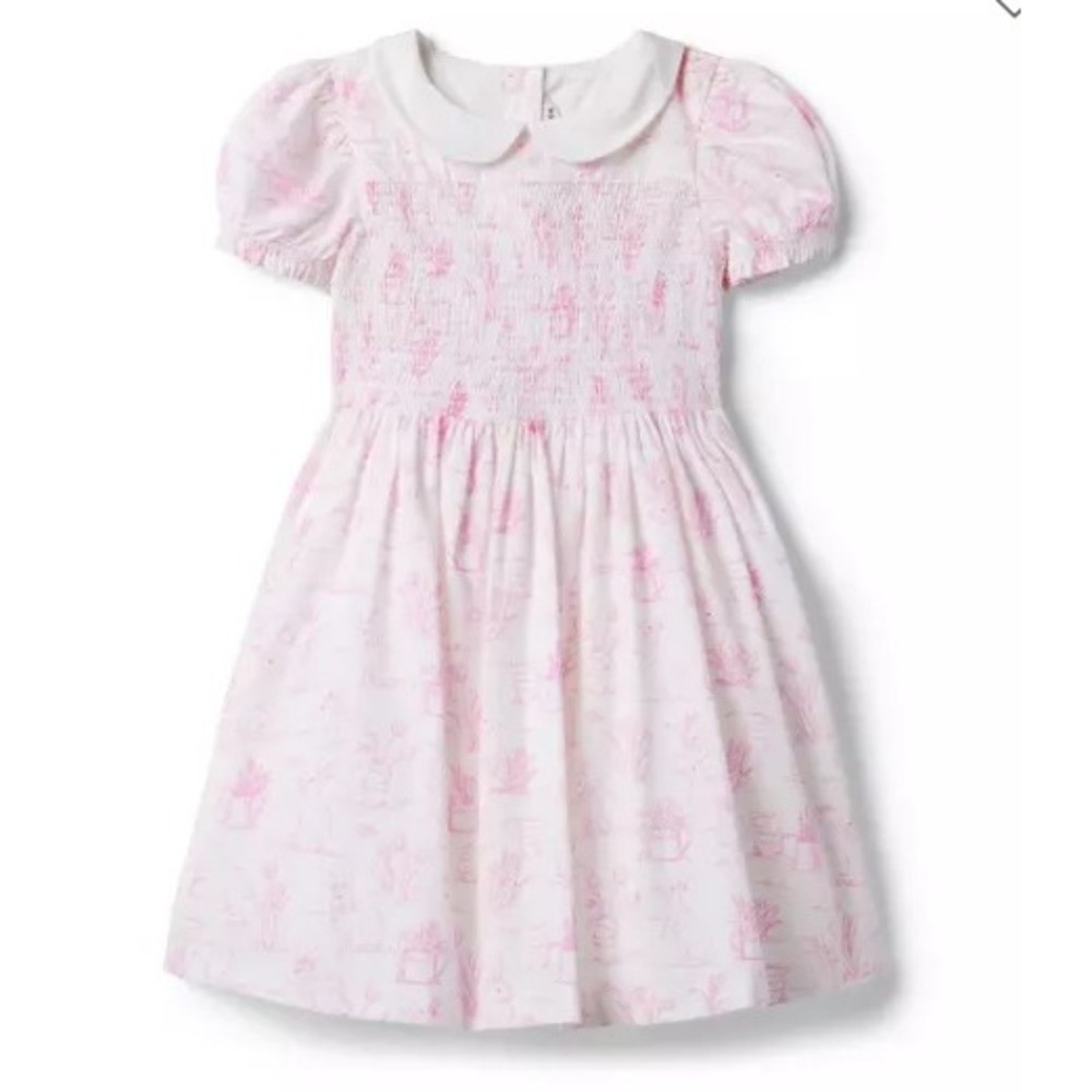 Janie‎ and Jack The Charlotte Smocked Dress - Pink Bunny Toile Print